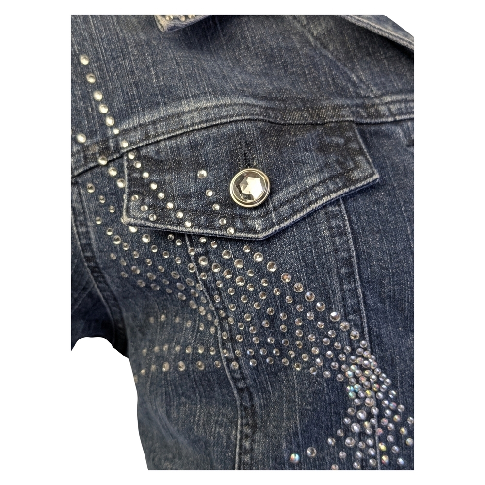 Rhinestone Studded Denim Jacket | Katina Marie | Y2K Glam Western | Size M - Picture 2 of 9